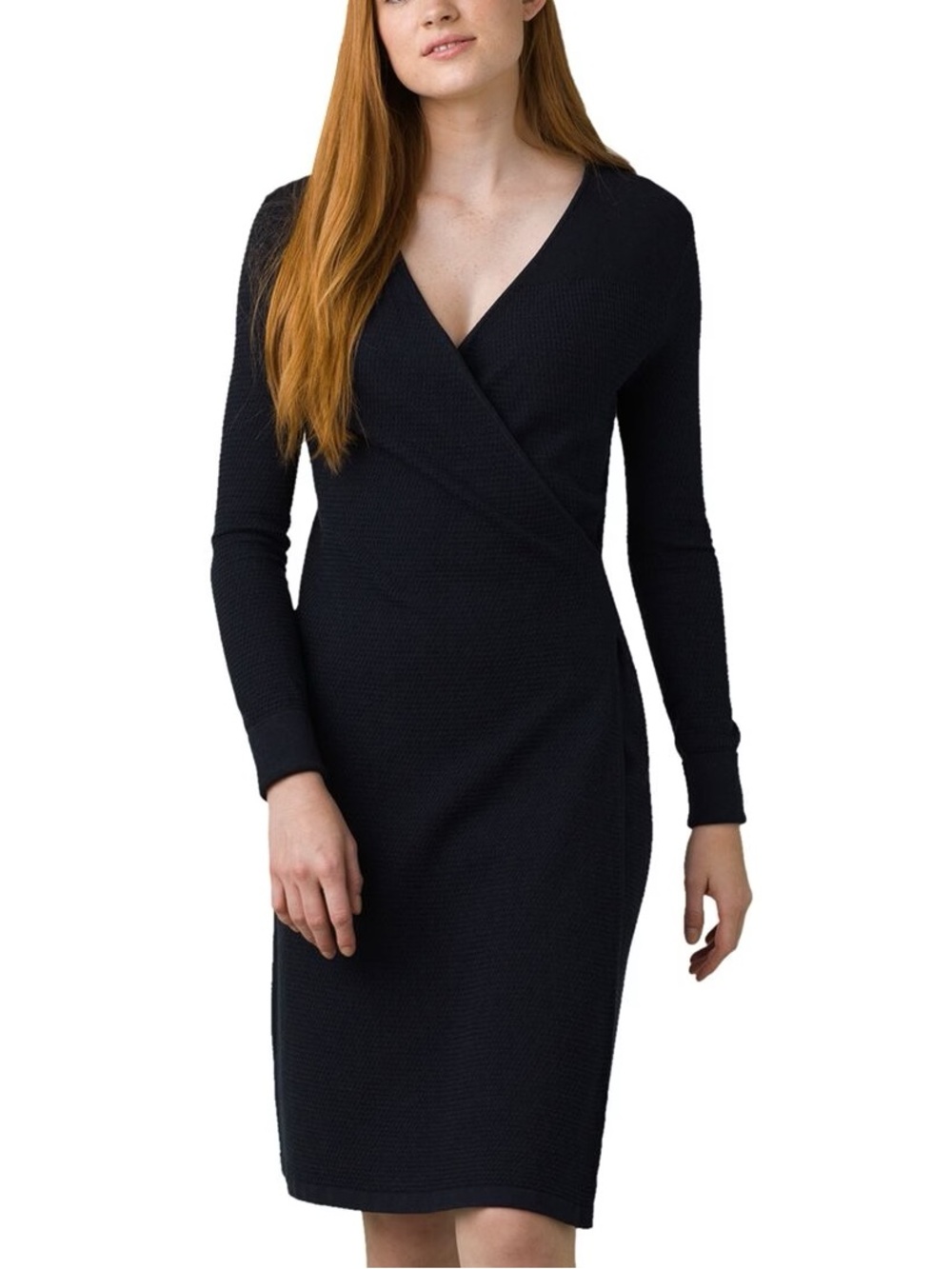NWT PrAna Classic Black Long-Sleeve Wrap Dress